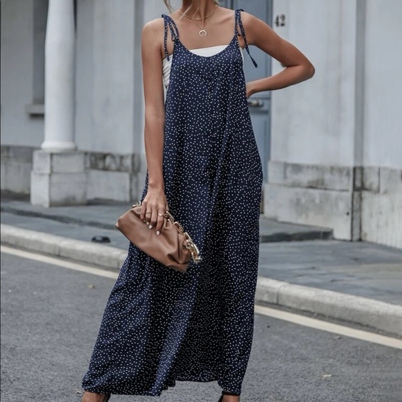 Boho polka dot knot cami jumpsuit - Picture 2 of 16